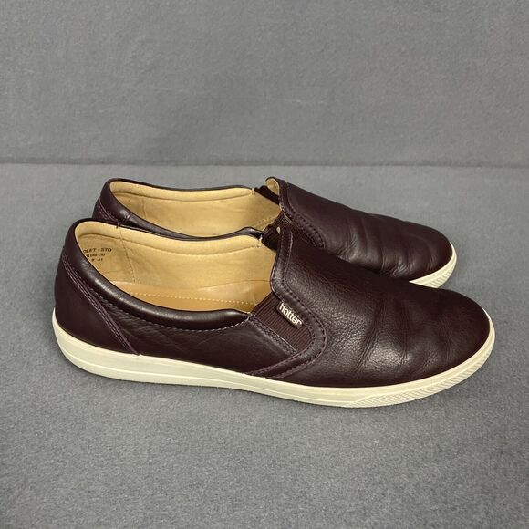 Hotter Slip On Loafer Shoe Women 9 Violet Plum Leather Flat Comfy Boho Casual - Picture 10 of 16